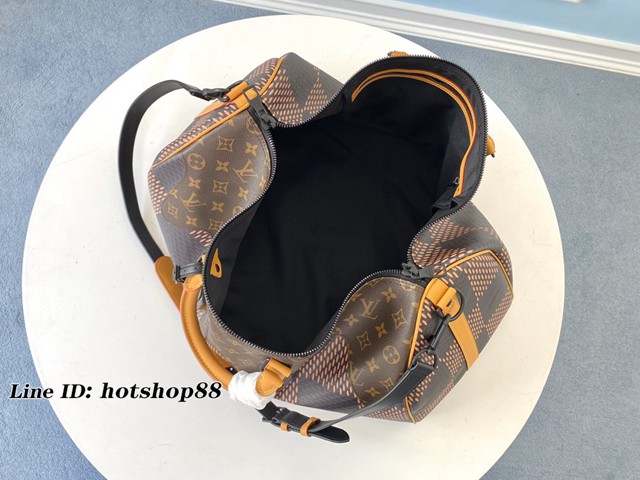 路易威登LV旅行包 M40360 合作款KEEPALL 大塊棋盤格 LV2020新款男士手提旅行袋 xxlv2632